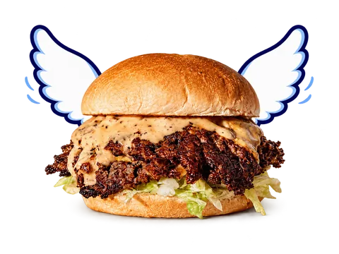 The Burger Shop Double smash burger with white wings
